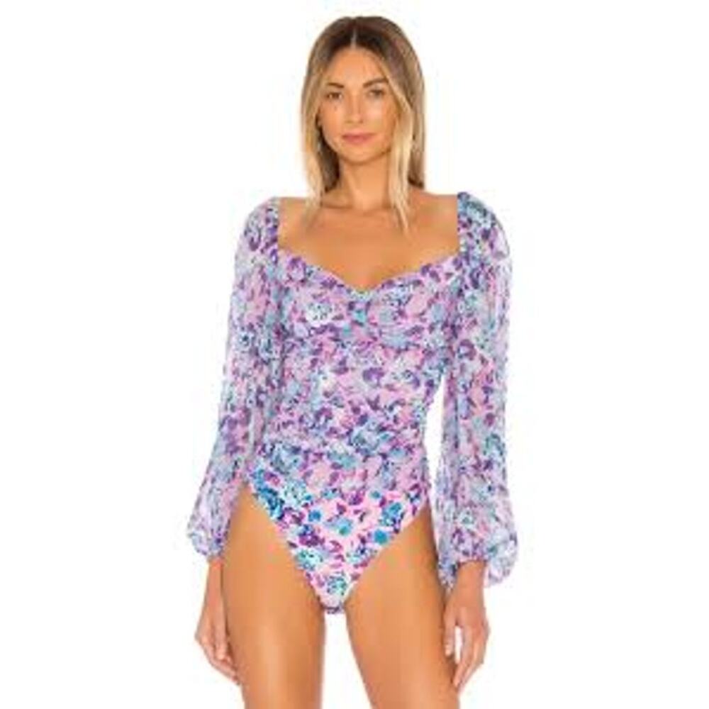 For Love & Lemons Belize Bodysuit Coquette Fairy Floral Romantic Women Small